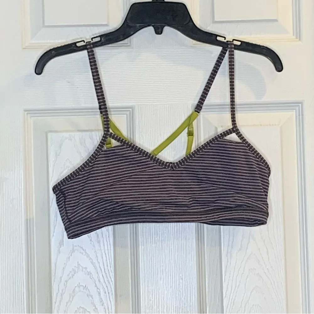 Lululemon Seek The Heat Tank Bra Heathered Deep Coal / Hyper Stripe Size 10